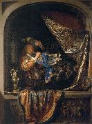 Gerard Dou Trumpet-Player in front of a Banquet Spain oil painting artist